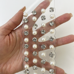 Clear TPU Alternating Pearl & Rhinestone Strap Sandal Upper