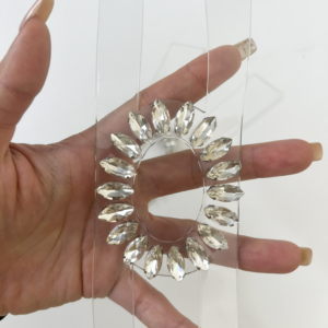 Clear TPU Oval Marquise & Baguette Crystal Ring Sandal Upper