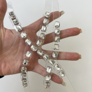 Octagon Rhinestone Cross-Strap Clear TPU Shoe Upper