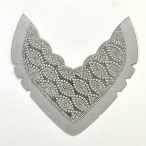 Luxury Silver Shimmer Gem & Pearl Studded Pointed Upper for Heels & Sandals