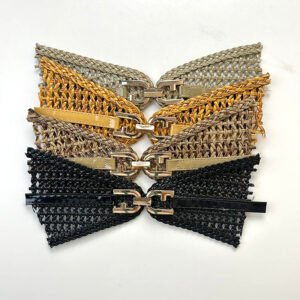 Bohemian Interwoven Lattice Butterfly Vamp Upper Patch with Patent Strap