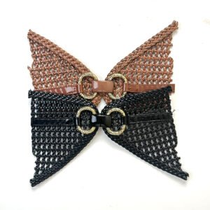 Chic Interwoven Netting Butterfly Vamp Upper with Patent Strap for Mules & Sandals