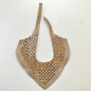Luxury Gold Shimmer Laser-Cut Crystal Studded Upper for Sandals & Mules