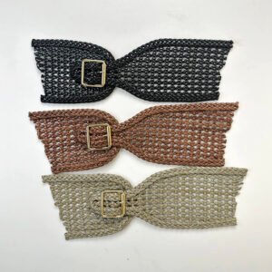Multicolor Straw-Look Woven Mesh Sandal Upper with Gold Pin Buckle