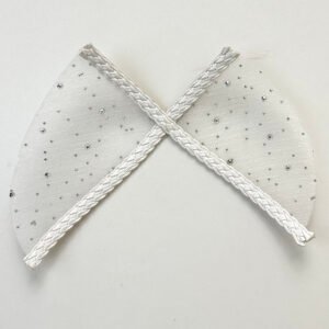 White Rhinestone Studded Mesh Cross Strap Sandal Upper with Braided Edge