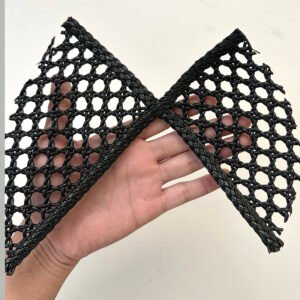 Black Woven Openwork Mesh Cross Strap Sandal Upper with Braided Trim