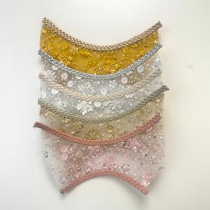 Floral Embroidered Sheer Mesh Sandal Upper with Sequin Accents