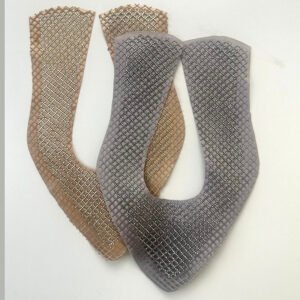 Greyish-Purple Fishnet U-Cut Rhinestone Mesh Sandal Upper