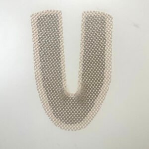 Beige Fishnet U-Cut Rhinestone Mesh Sandal Upper