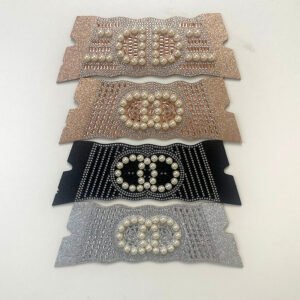 Luxury Pearl Circle Motif & Crystal Scalloped Band Upper for Sandals