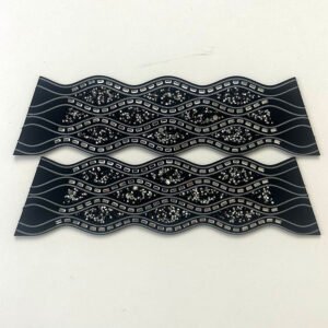 Black Wavy Line Crushed Crystal Wide Strap Sandal Upper