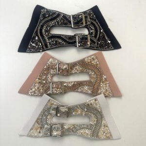 Double Buckle Shell Chip & Bugle Bead Wave Sandal Upper