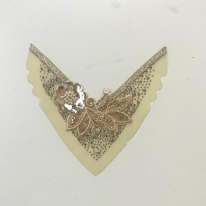 Champagne Mesh Sequin Flower & Beaded V-Strap Sandal Upper