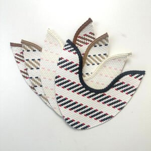 Bohemian Geometric Woven U-Shape Shoe Upper Vamps Collection: Diagonal Striped Pattern with Braided Edge Trim in Multicolored Assortment for Women's Mules, Sandals & Slides