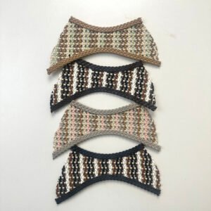 Bohemian Woven Plaid Shoe Upper Vamps Collection: Wide Band Curved Straw Patch with Braided Cord Edge Trim in 4 Colorways for Women's Sandals, Slides & Mules