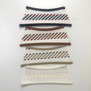 Bohemian Geometric Woven Single Band Shoe Upper Vamps Collection: Diagonal Striped Pattern with Braided Cord Trim in 4 Colorways for Women's Sandals, Slides & Mules