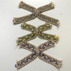 Bohemian Braided X-Strap Shoe Upper Vamps Collection: Woven Metallic Cord Straps in Multicolored Assortment for Women's Sandals, Mules & Slides