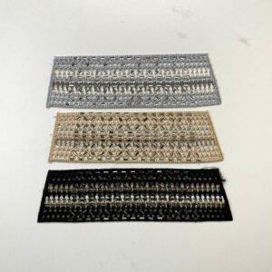 Heavy Hand-Beaded Single Band Shoe Upper Vamps Collection: Bugle Bead Woven Mesh Straps in 3 Colors (Silver, Gold, Black) for Women's Sandals, Slides & Mules