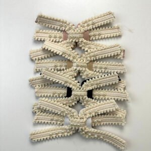 Charming Multi-Strap Shoe Upper Vamps Collection: Pom-Pom Fringe Trim with Pearl Embellishments in Assorted Colors for Women's Sandals, Mules & Slides
