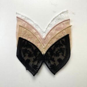 Elegant Butterfly-Cut Mesh Shoe Upper Patch with Intricate Vintage Floral Lace Embroidery for High-End Resort Mules