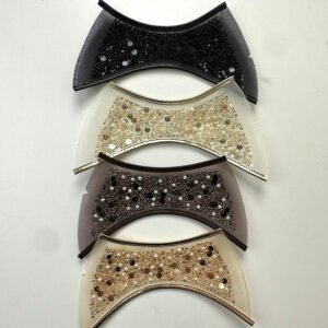 Luxury Women's Shoe Upper Vamps Collection: Hand-Beaded Sequin, Micro Pearl & Bugle Bead Mesh Patches for Evening Mules & Sandals.
